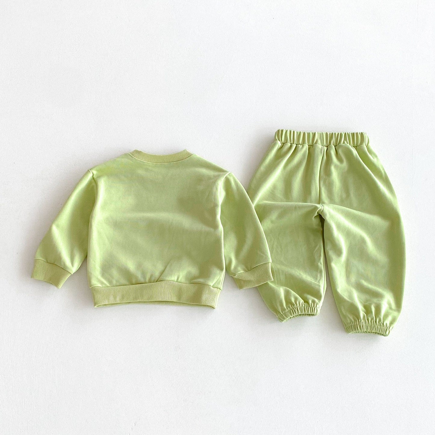 長袖セットアップ スマイルフェイスプリント長袖スウェットシャツ+ロングスウェットパンツセットアップ 2点セット【mh0010676】