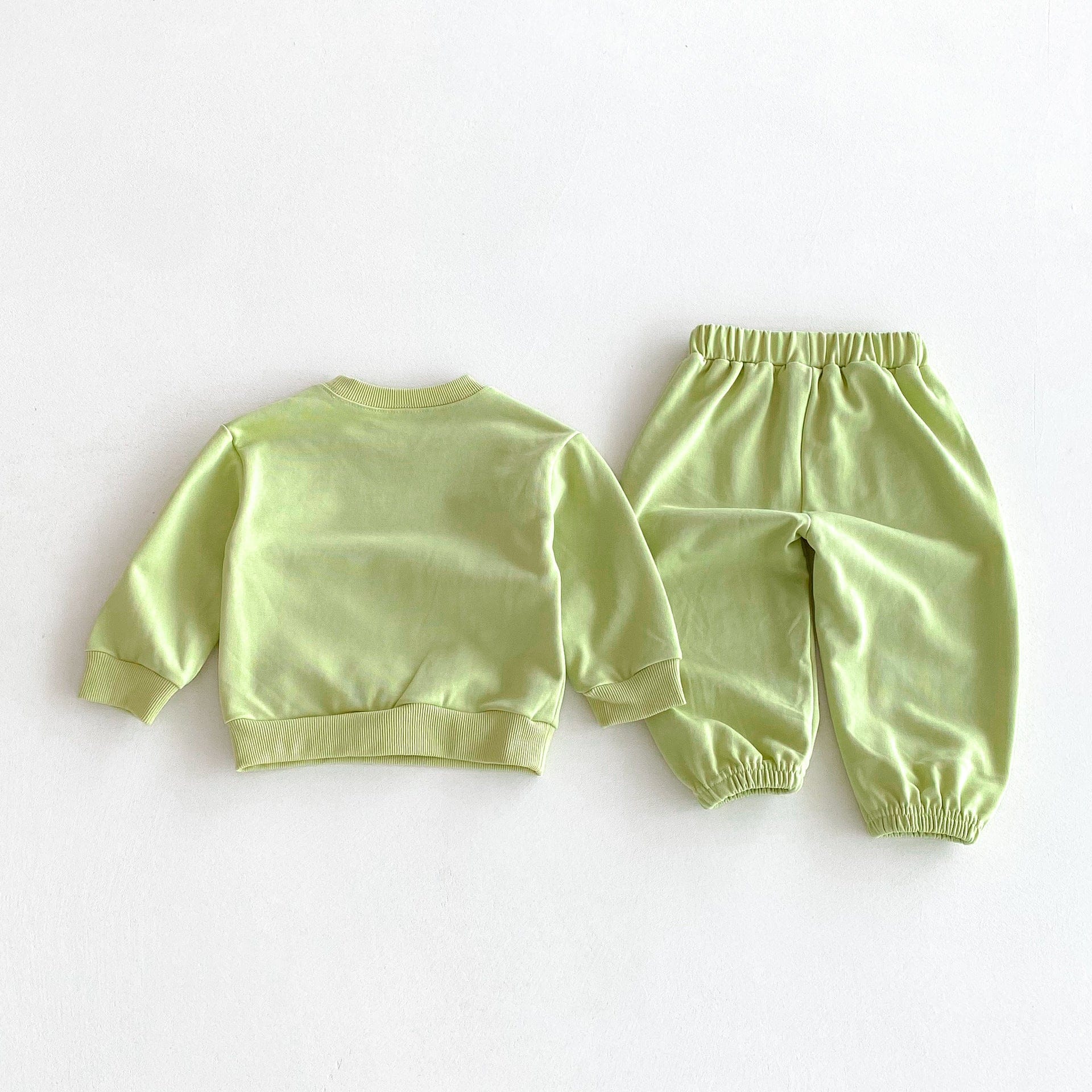 長袖セットアップ スマイルフェイスプリント長袖スウェットシャツ+ロングスウェットパンツセットアップ 2点セット【mh0010676】