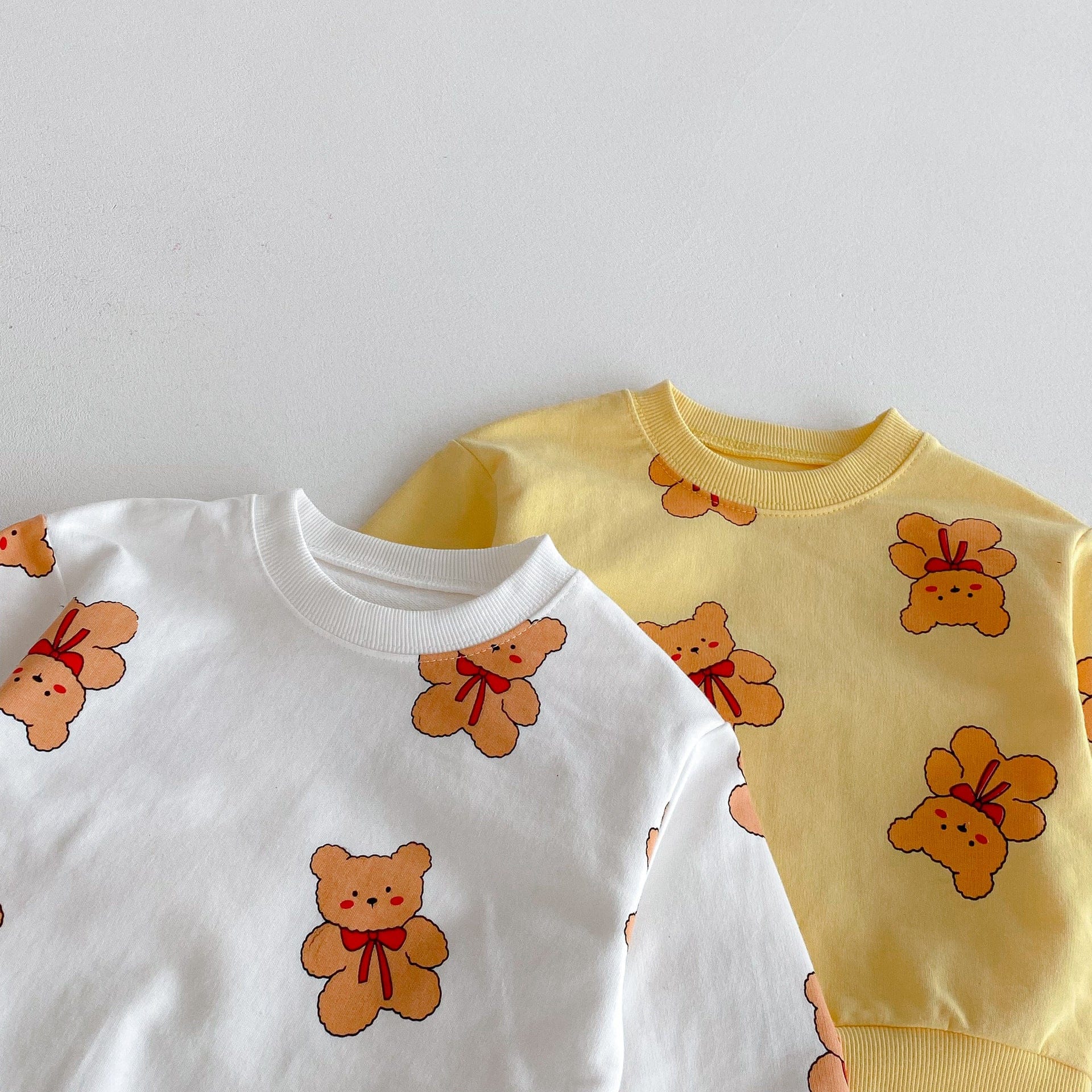 長袖セットアップ ベアくまプリント長袖スウェットシャツ+ロングパンツセットアップ 2点セット【mh0010682】