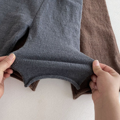 ノースリーブセットアップ アシメボタンニットベスト+ニットルーズパンツセットアップ 2点セット【mh0010685】