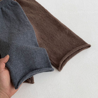 ノースリーブセットアップ アシメボタンニットベスト+ニットルーズパンツセットアップ 2点セット【mh0010685】