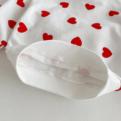 長袖セットアップ ハートプリント長袖スウェットシャツ+フレアロングパンツセットアップ 2点セット【mh0010692】