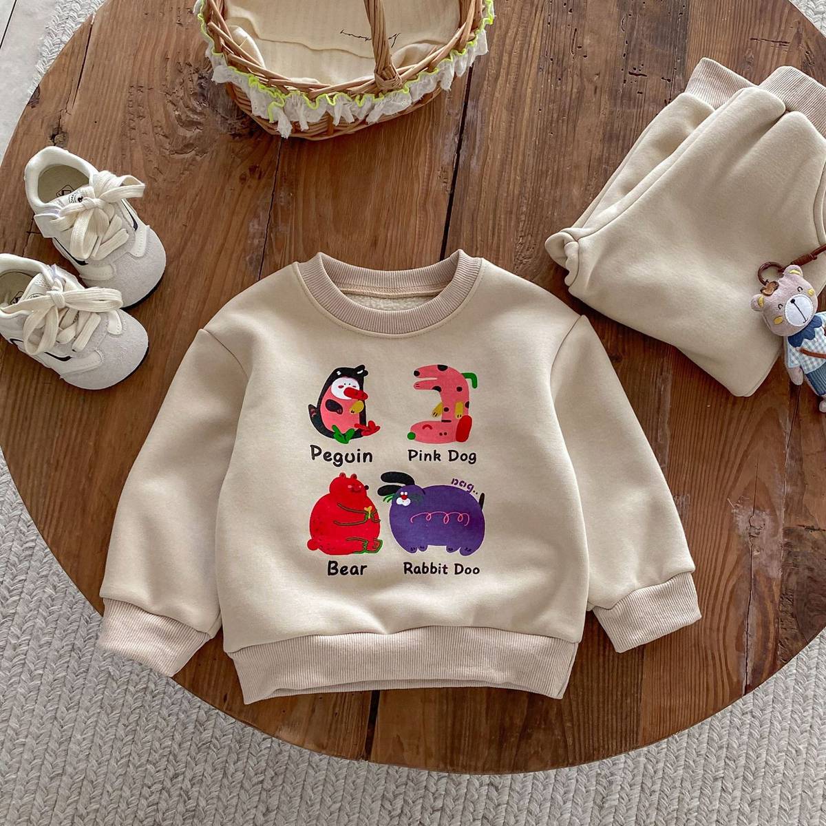 長袖セットアップ 長袖トレーナー スウェットパンツ セットアップ 2点セット 裏起毛 アニマルプリント カジュアル【mh0011375】