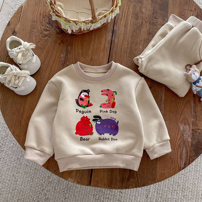 長袖セットアップ 長袖トレーナー スウェットパンツ セットアップ 2点セット 裏起毛 アニマルプリント カジュアル【mh0011375】