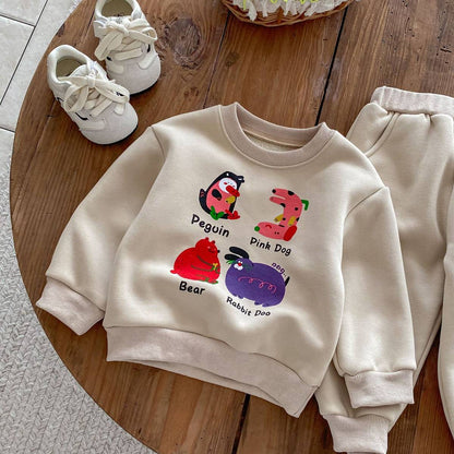 長袖セットアップ 長袖トレーナー スウェットパンツ セットアップ 2点セット 裏起毛 アニマルプリント カジュアル【mh0011375】