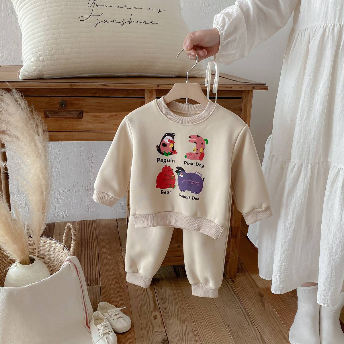 長袖セットアップ 長袖トレーナー スウェットパンツ セットアップ 2点セット 裏起毛 アニマルプリント カジュアル【mh0011375】