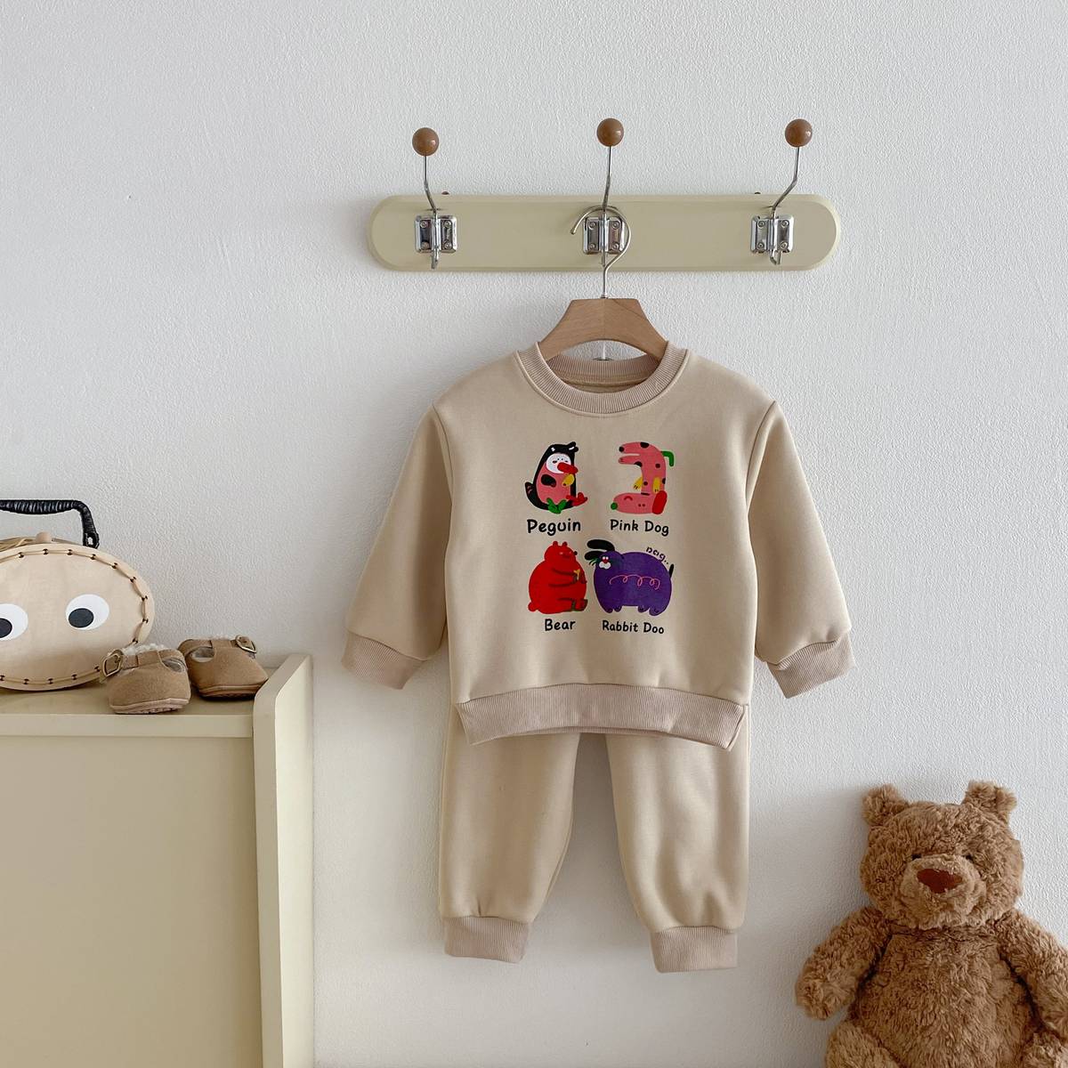 長袖セットアップ 長袖トレーナー スウェットパンツ セットアップ 2点セット 裏起毛 アニマルプリント カジュアル【mh0011375】