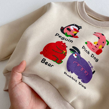 長袖セットアップ 長袖トレーナー スウェットパンツ セットアップ 2点セット 裏起毛 アニマルプリント カジュアル【mh0011375】