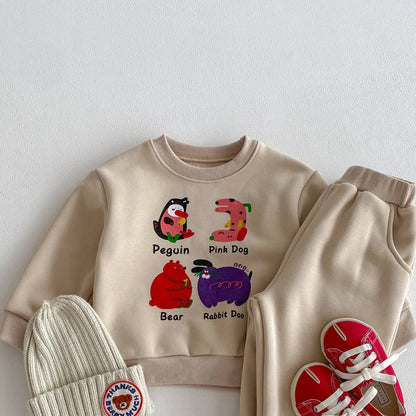 長袖セットアップ 長袖トレーナー スウェットパンツ セットアップ 2点セット 裏起毛 アニマルプリント カジュアル【mh0011375】