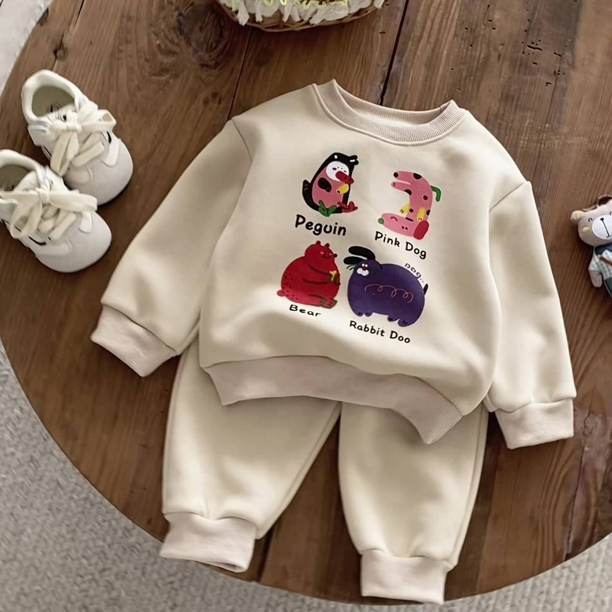 長袖セットアップ 長袖トレーナー スウェットパンツ セットアップ 2点セット 裏起毛 アニマルプリント カジュアル【mh0011375】