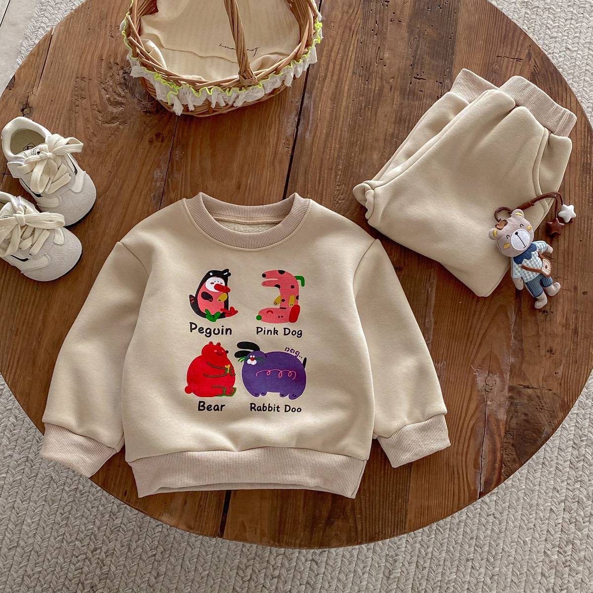 長袖セットアップ 長袖トレーナー スウェットパンツ セットアップ 2点セット 裏起毛 アニマルプリント カジュアル【mh0011375】