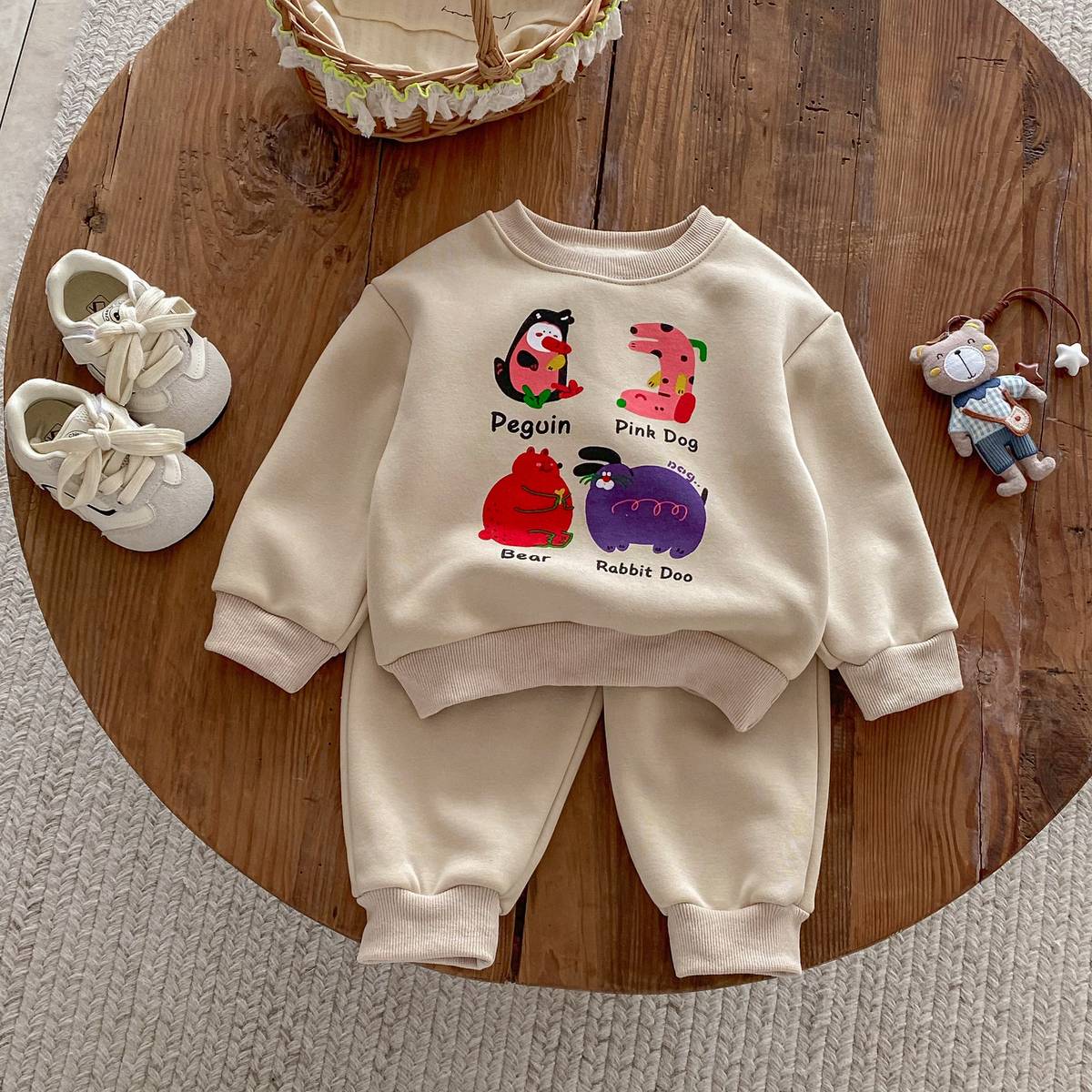 長袖セットアップ 長袖トレーナー スウェットパンツ セットアップ 2点セット 裏起毛 アニマルプリント カジュアル【mh0011375】