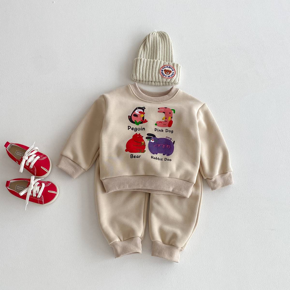 長袖セットアップ 長袖トレーナー スウェットパンツ セットアップ 2点セット 裏起毛 アニマルプリント カジュアル【mh0011375】