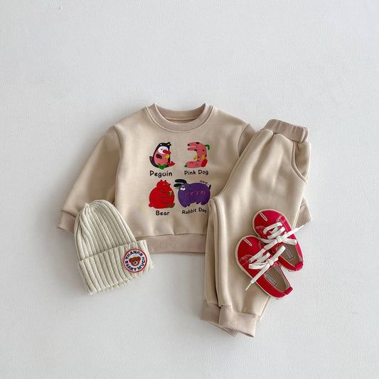 長袖セットアップ 長袖トレーナー スウェットパンツ セットアップ 2点セット 裏起毛 アニマルプリント カジュアル【mh0011375】