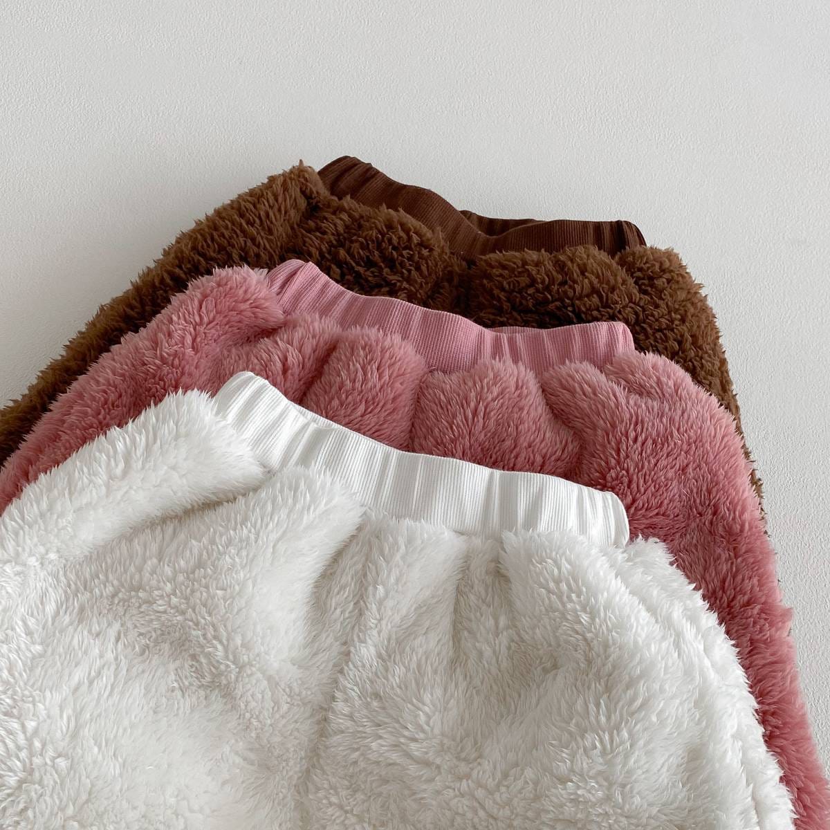 長袖セットアップ 長袖トレーナー+スウェットパンツ セットアップ 2点セット ボア生地 くまうさぎ アップリケ あったか【mh0011381】