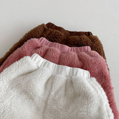 長袖セットアップ 長袖トレーナー+スウェットパンツ セットアップ 2点セット ボア生地 くまうさぎ アップリケ あったか【mh0011381】