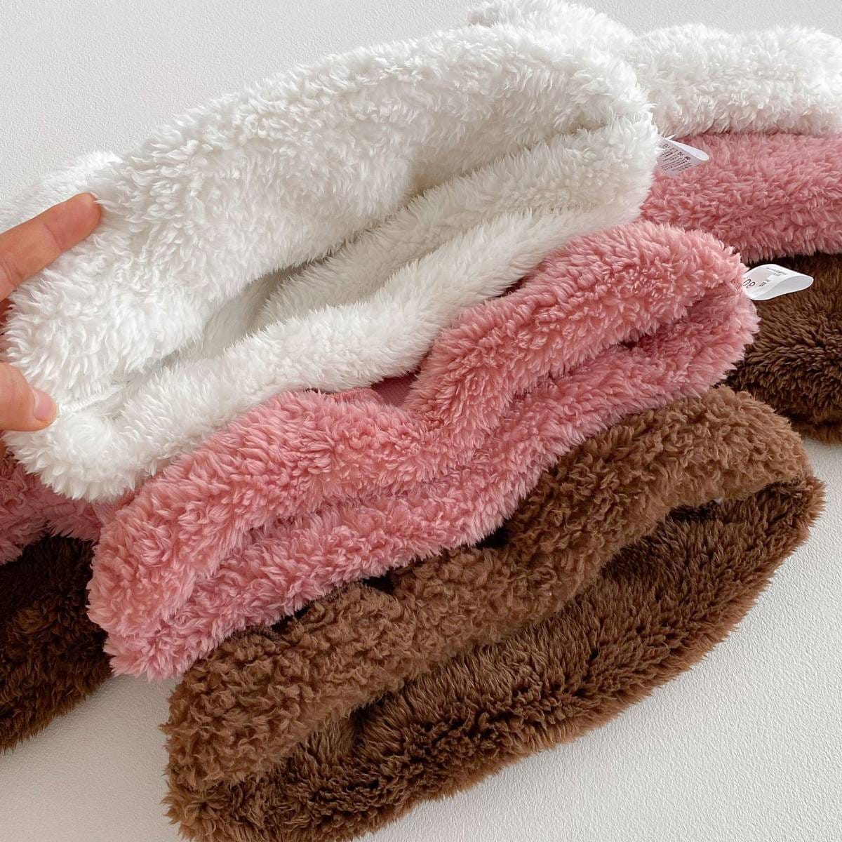 長袖セットアップ 長袖トレーナー+スウェットパンツ セットアップ 2点セット ボア生地 くまうさぎ アップリケ あったか【mh0011381】