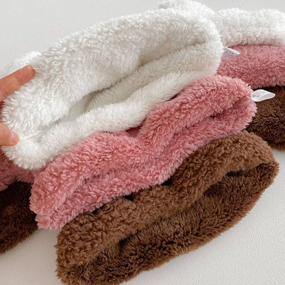 長袖セットアップ 長袖トレーナー+スウェットパンツ セットアップ 2点セット ボア生地 くまうさぎ アップリケ あったか【mh0011381】