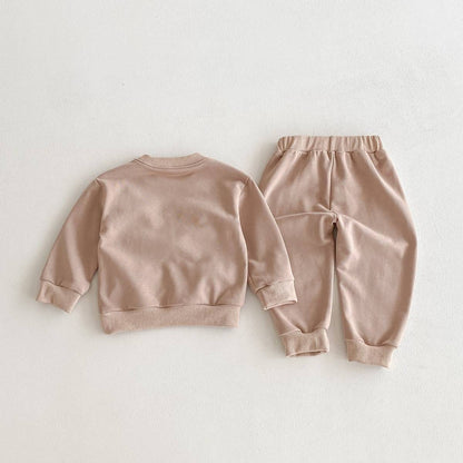 長袖セットアップ 長袖トレーナー+スウェットパンツ セットアップ 2点セット アニマル立体モチーフ くまうさぎ【mh0011385】