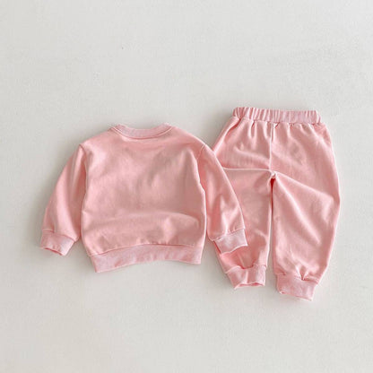 長袖セットアップ 長袖トレーナー+スウェットパンツ セットアップ 2点セット アニマル立体モチーフ くまうさぎ【mh0011385】