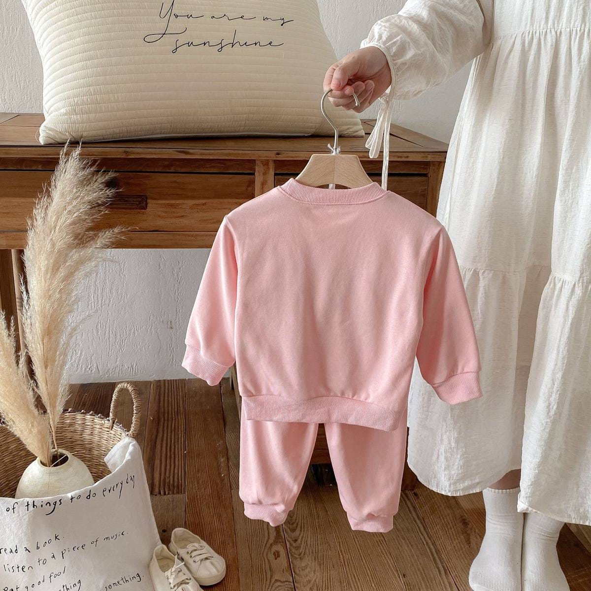 長袖セットアップ 長袖トレーナー+スウェットパンツ セットアップ 2点セット アニマル立体モチーフ くまうさぎ【mh0011385】