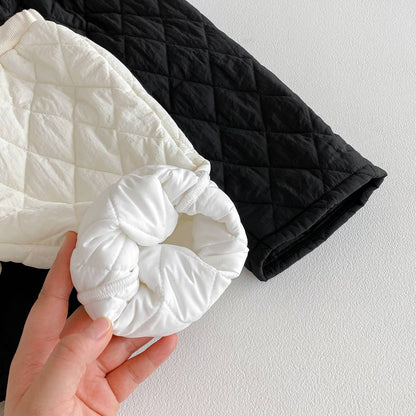 長袖セットアップ 長袖キルティングジャケット+パンツ セットアップ 2点セット 防寒 中綿ダイヤ柄【mh0011387】