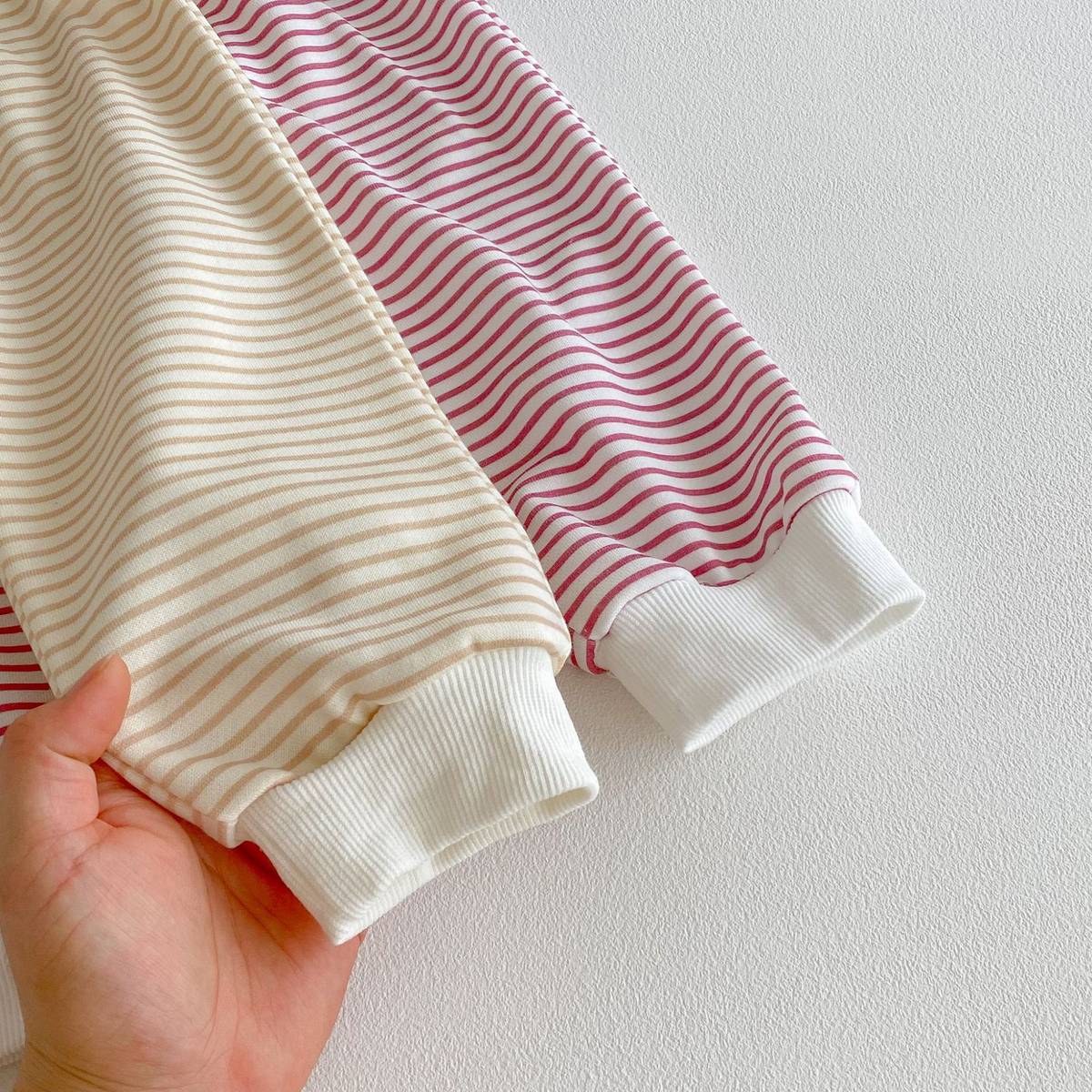 長袖セットアップ 長袖スウェット+スウェットパンツ セットアップ 2点セット ボーダー柄 スマイルロゴ【mh0011390】