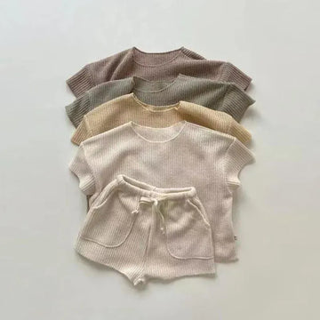 半袖セットアップ キッズセットアップ 2点セット 半袖Tシャツ+ショートパンツ 無地 シンプルベーシック ルームウェア 4カラー【mh0004808】