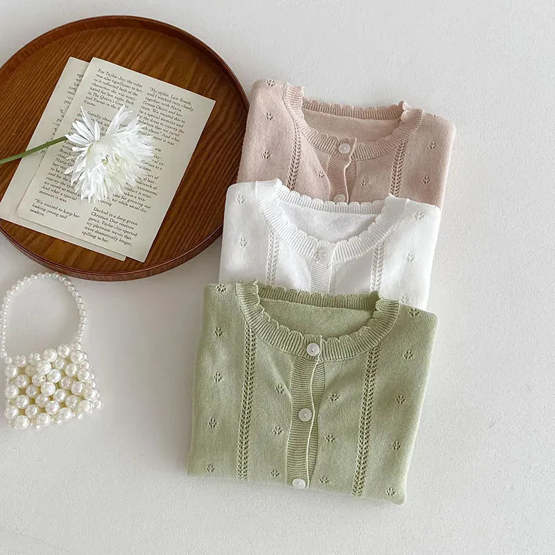 カーディガン・パーカー キッズカーディガン レースニットジャケット サマーカーディガン 薄手 クーラー冷房対策 3カラー【mh0005498】