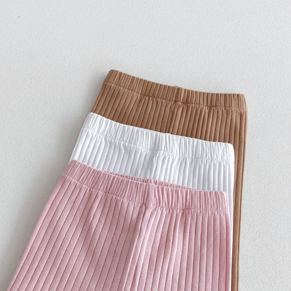 レギンスパンツ キッズパンツ 裾レースリブニットレギンスパンツ 3カラー【mh0007030】