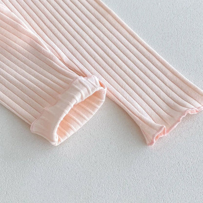 レギンスパンツ キッズパンツ パステルアイスカラーシンプルリブレギンスパンツ 4カラー【mh0006831】