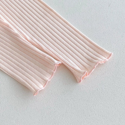 レギンスパンツ キッズパンツ パステルアイスカラーシンプルリブレギンスパンツ 4カラー【mh0006831】