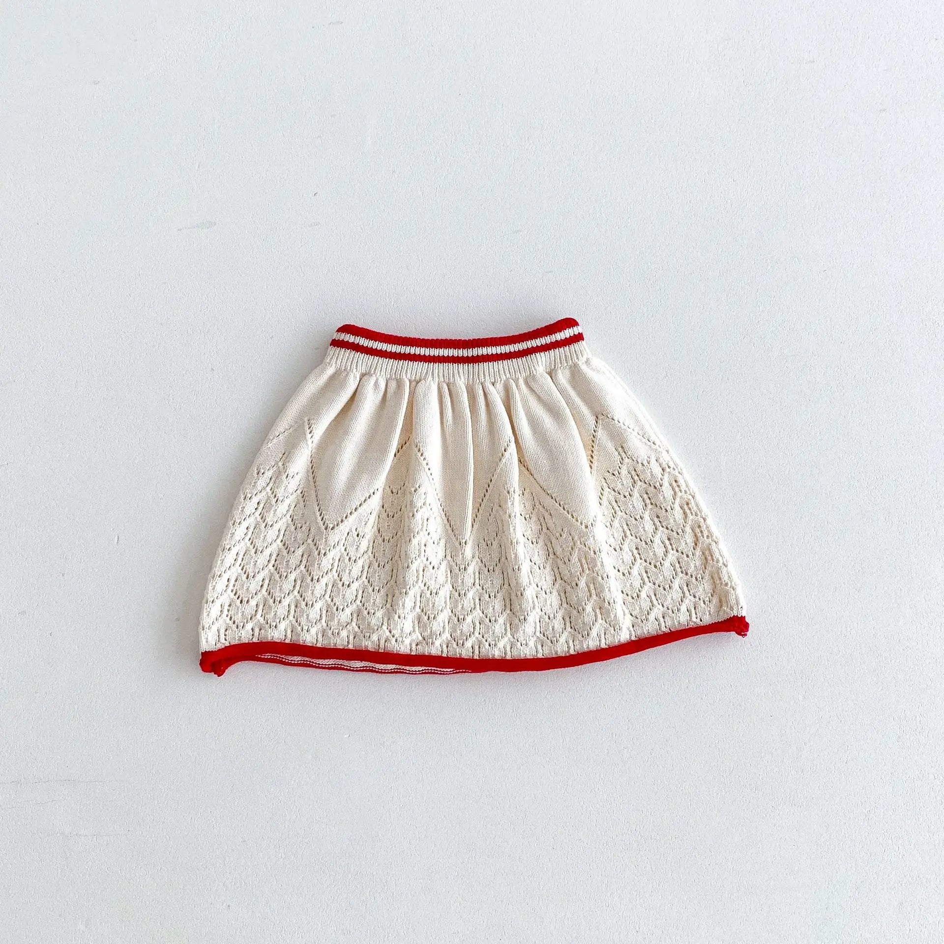 長袖セットアップ apricot skirts / 12M  80CM キッズトップス/スカート レースニットフリルサークル襟セーター/レースニットAラインスカート 2カラー【mh0006650】