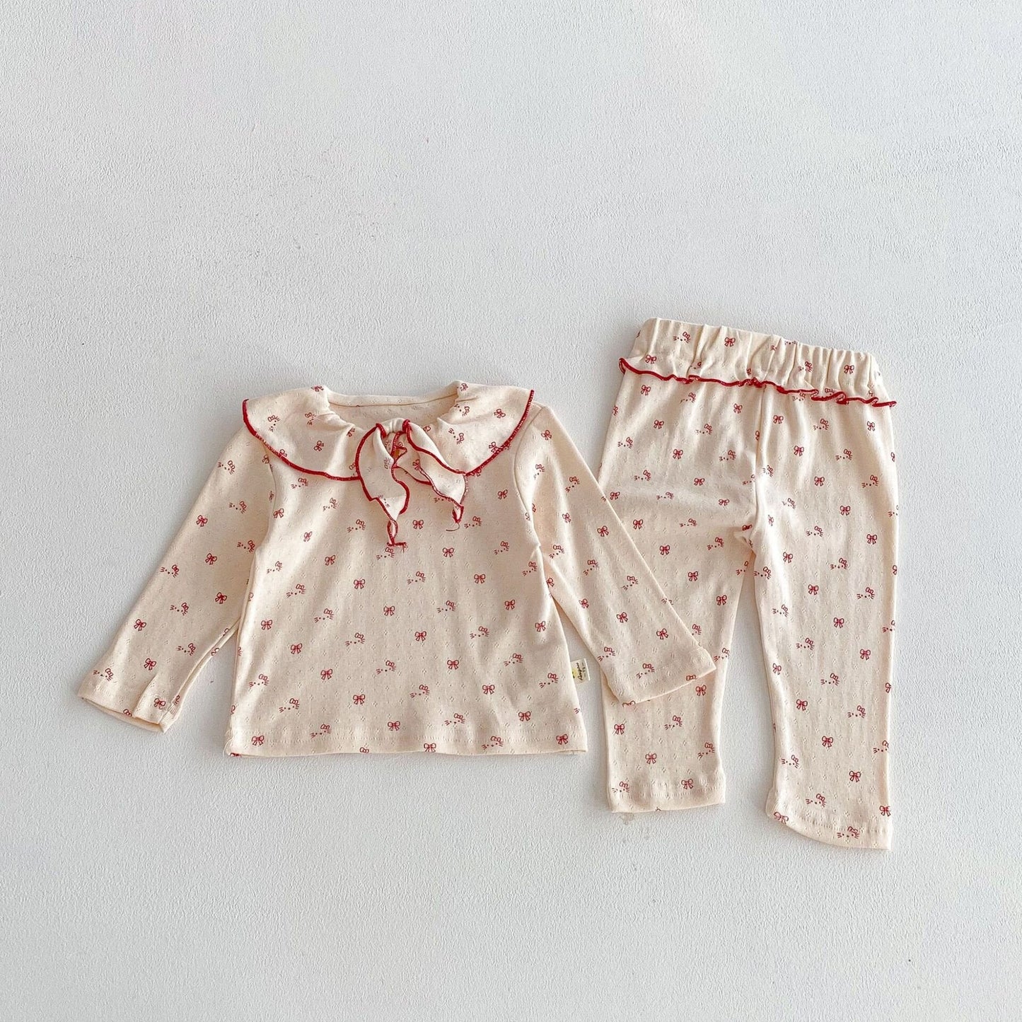 長袖パジャマ Apricot White / 73cm Long Sleeve Loungewear Set ルームウェア 上下セット 2点セット【mh0012101】