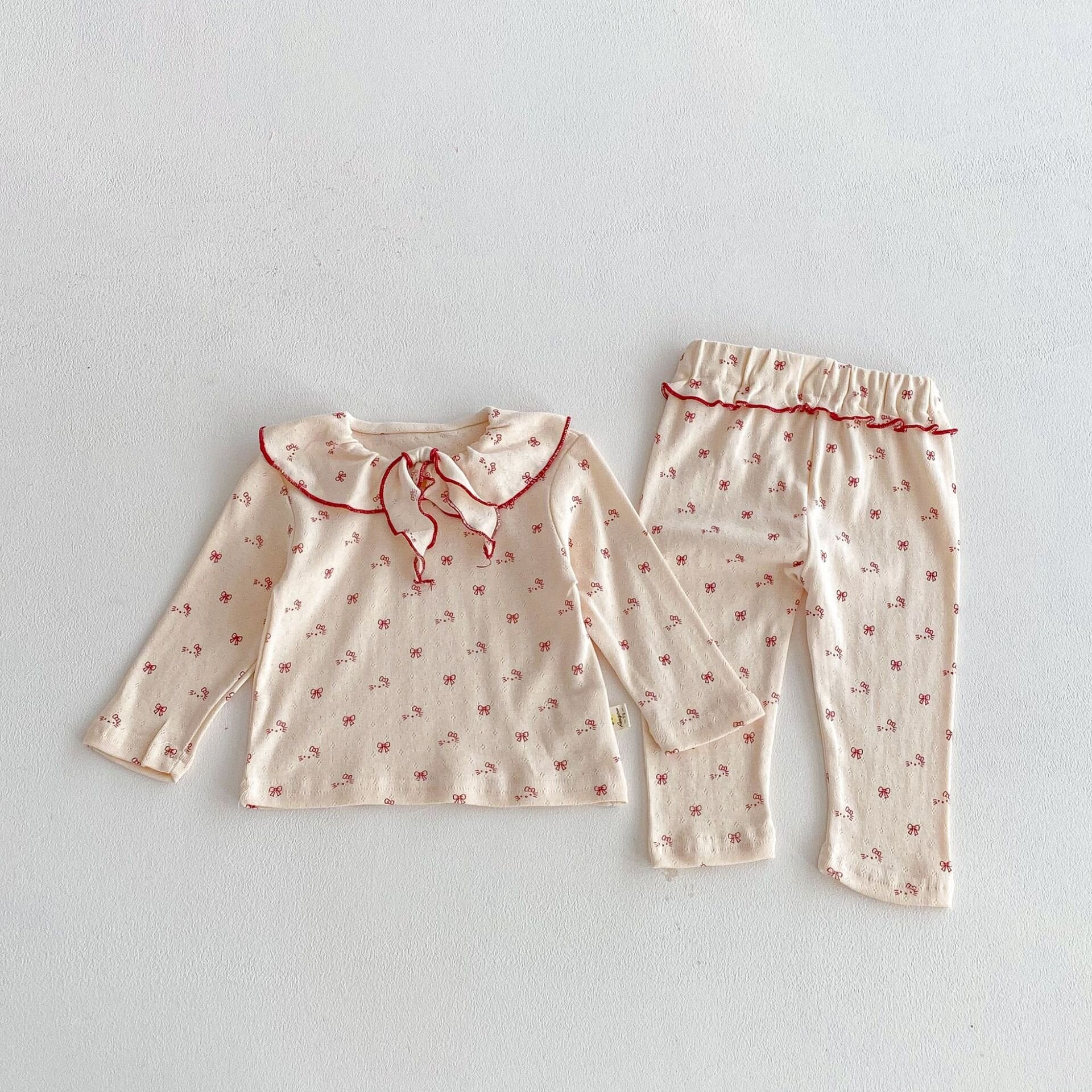 長袖パジャマ Apricot White / 73cm Long Sleeve Loungewear Set ルームウェア 上下セット 2点セット【mh0012101】