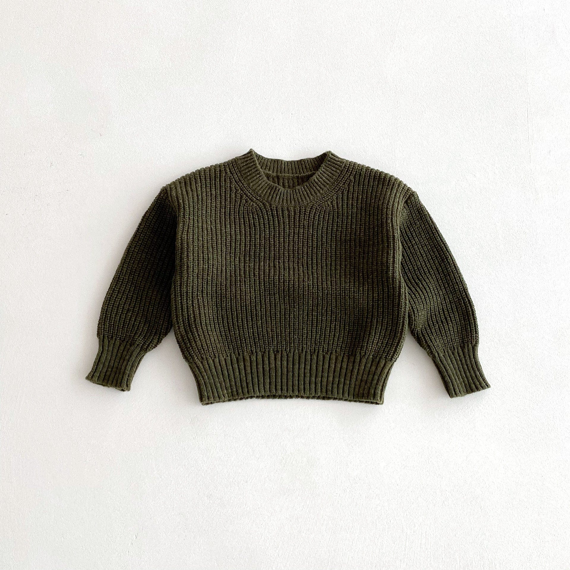 ニット・セーター Army Green / 80cm シンプルベーシック丸首ニットセーター【mh0010653】