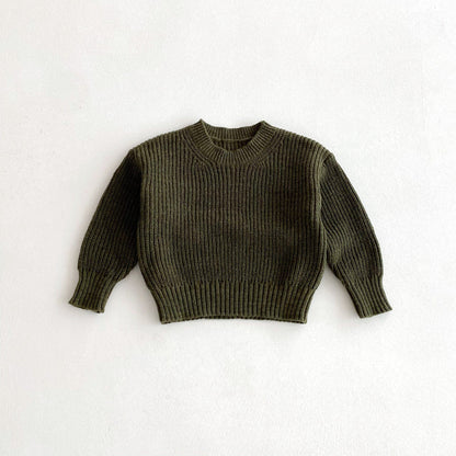 ニット・セーター Army Green / 80cm シンプルベーシック丸首ニットセーター【mh0010653】