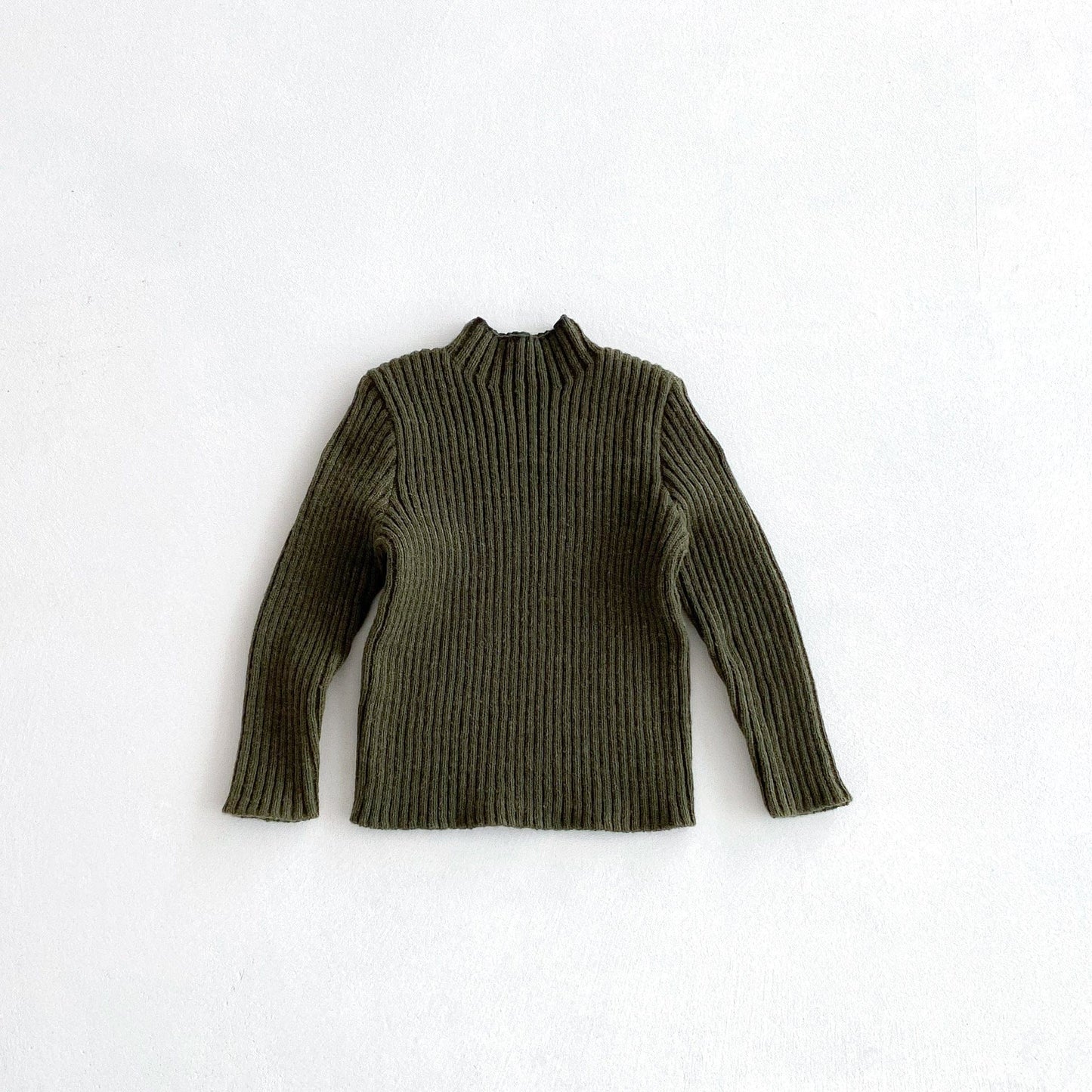 ニット・セーター Army Green / 80cm シンプルハイネックリブニットセータートップス【mh0010656】