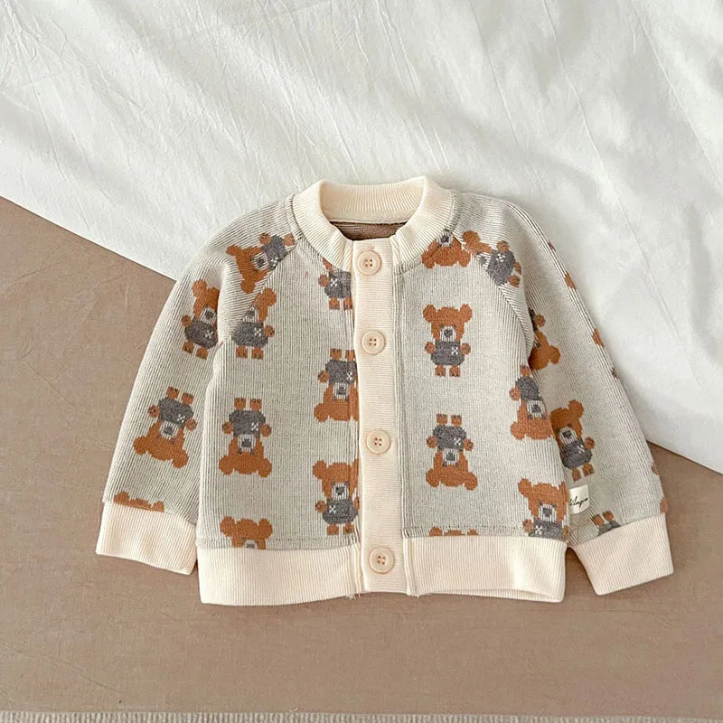 カーディガン・パーカー bear / 66cm ベビーカーディガン ニットジャケット ハート レトロフラワー 幾何学 15柄【mh0004142】