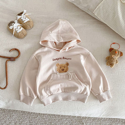 トレーナー・フーディ Bear Print Big Pocket Hooded Sweatshirt クマプリント ポケット付 フーディー【mh0011964】