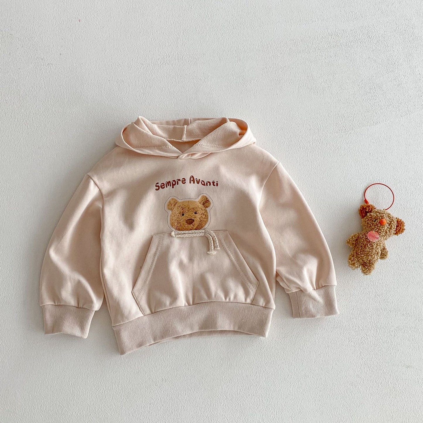 トレーナー・フーディ Bear Print Big Pocket Hooded Sweatshirt クマプリント ポケット付 フーディー【mh0011964】