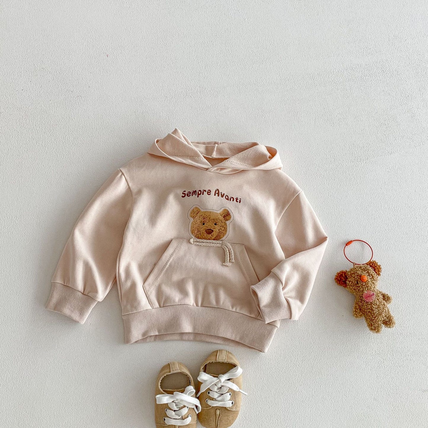 トレーナー・フーディ Bear Print Big Pocket Hooded Sweatshirt クマプリント ポケット付 フーディー【mh0011964】