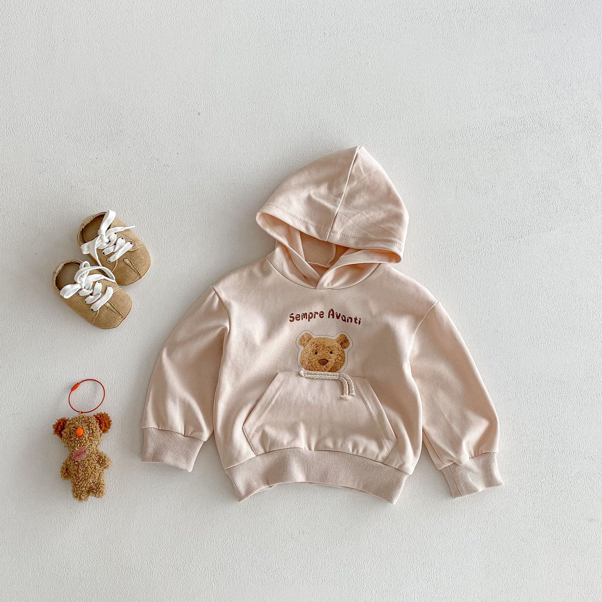 トレーナー・フーディ Bear Print Big Pocket Hooded Sweatshirt クマプリント ポケット付 フーディー【mh0011964】