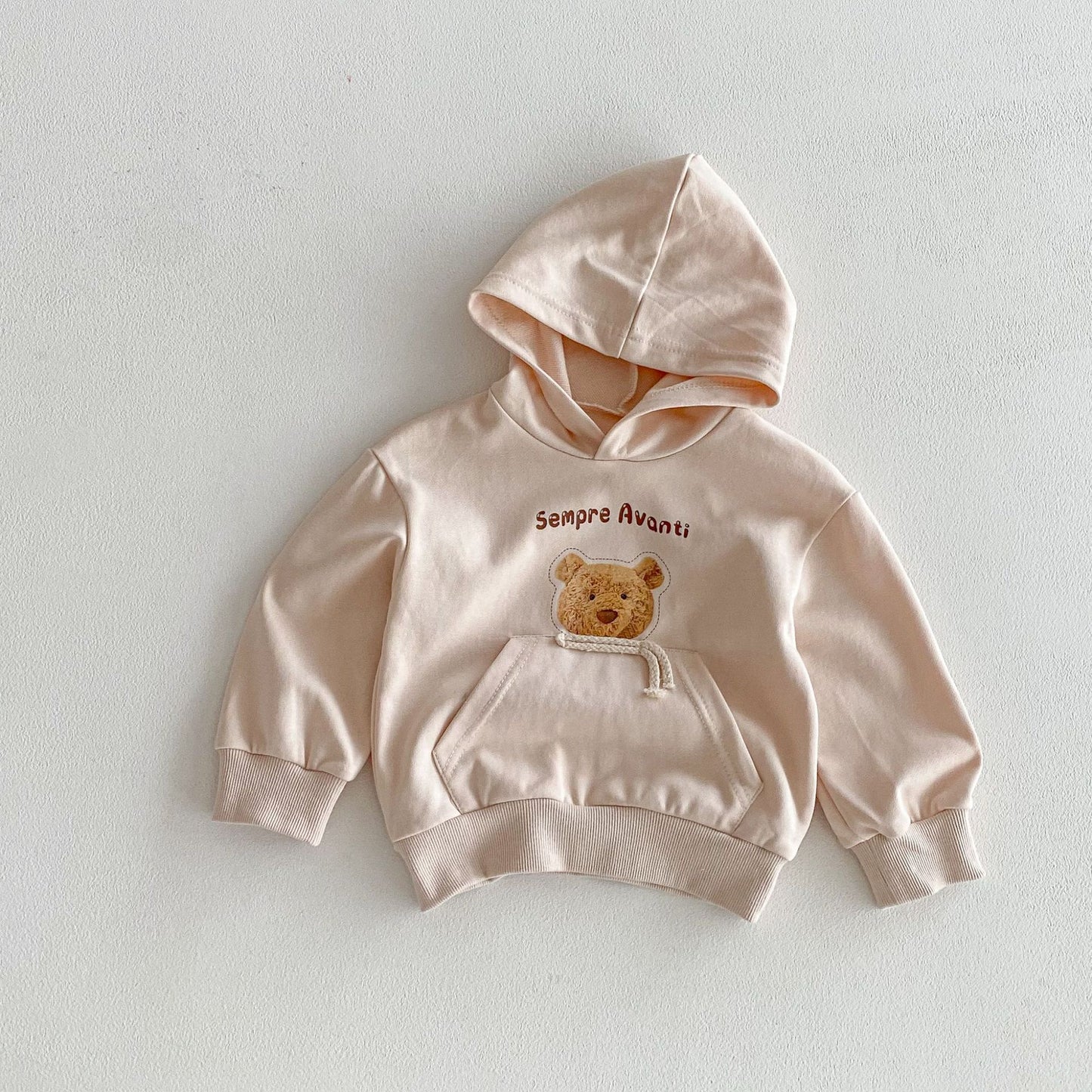 トレーナー・フーディ Bear Print Big Pocket Hooded Sweatshirt クマプリント ポケット付 フーディー【mh0011964】