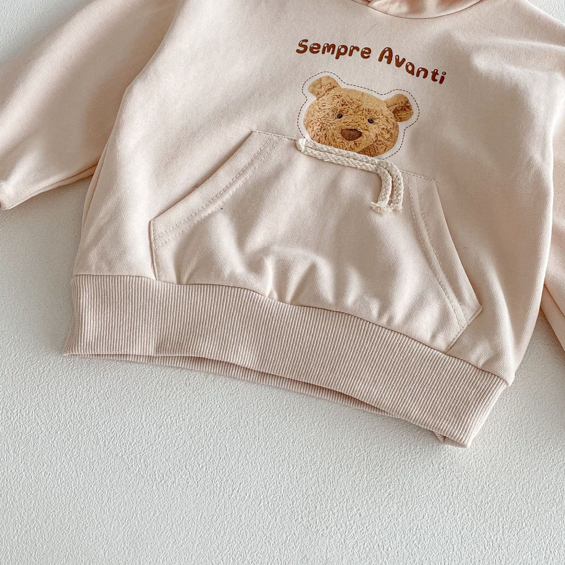 トレーナー・フーディ Bear Print Big Pocket Hooded Sweatshirt クマプリント ポケット付 フーディー【mh0011964】