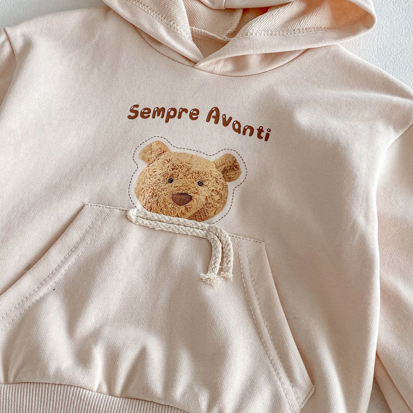 トレーナー・フーディ Bear Print Big Pocket Hooded Sweatshirt クマプリント ポケット付 フーディー【mh0011964】