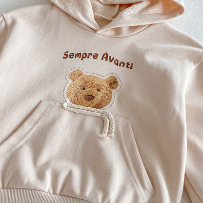 トレーナー・フーディ Bear Print Big Pocket Hooded Sweatshirt クマプリント ポケット付 フーディー【mh0011964】