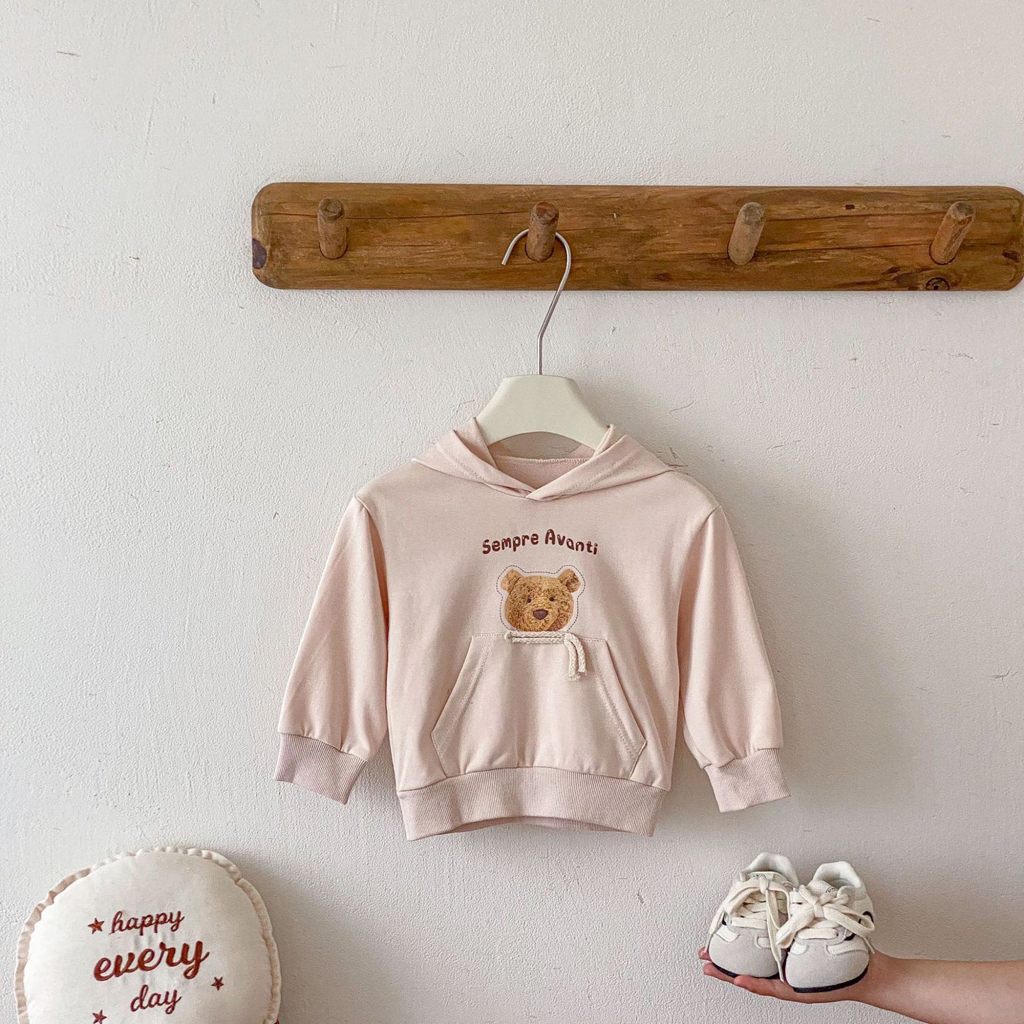 トレーナー・フーディ Bear Print Big Pocket Hooded Sweatshirt クマプリント ポケット付 フーディー【mh0011964】