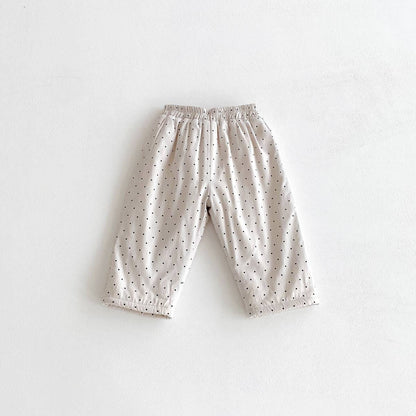 ロングパンツ・スウェットパンツ Beige / 80cm ロングパンツ 裏ボア ドット柄 プリント ゆったり ルーズシルエット あったか【mh0011395】