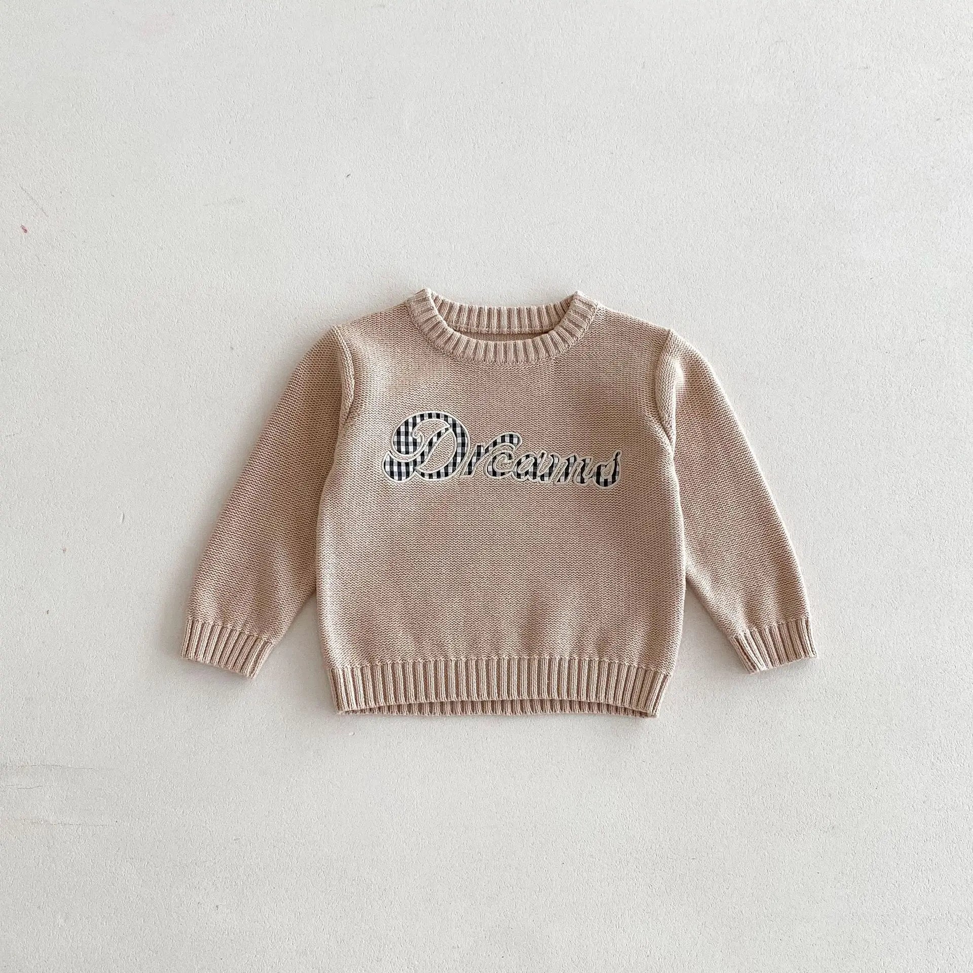 ニット・セーター Beige Apricot / 12M  80CM キッズトップス ニットセーター レターロゴ刺繍 2カラー【mh0006663】